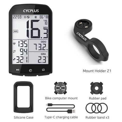 속도계 - 로드 자전거 네비게이션 무선 자전거 속도계 GPS 블루투스 5.0 컴퓨터 CYCPLUS M1 생활방수 거리측정기, 1개, M1+holder Z1