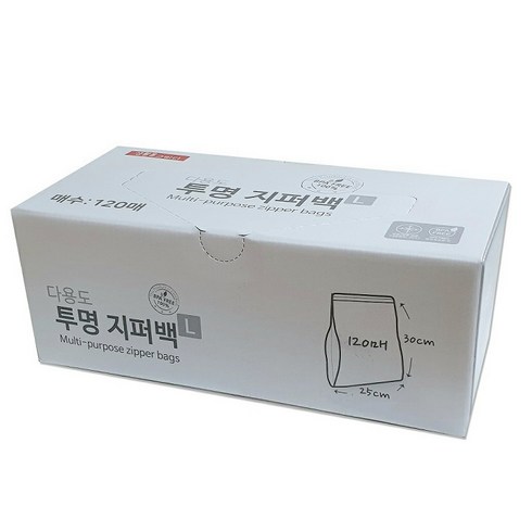 생활을그리다 다용도 투명 지퍼백 L 120p, 대(L), 120개입, 3개