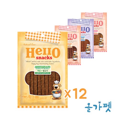 네츄럴코어 헬로스낵 허브4종 강아지간식 + 치즈춥스, 12팩, 양고기