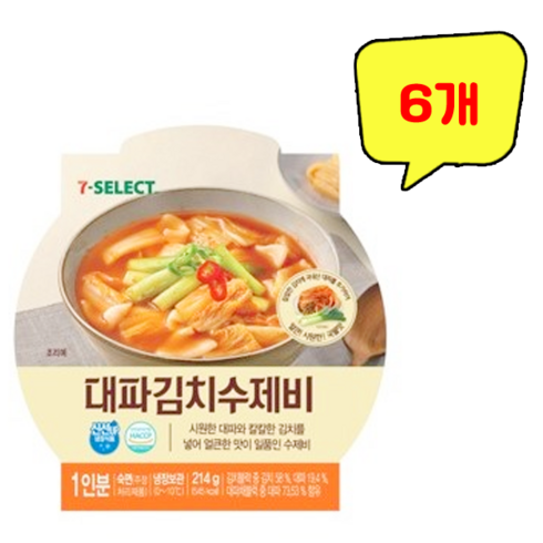 김치수제비 - 대파김치수제비, 6개, 214g