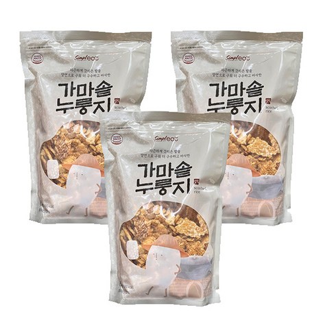 심플잇 양면으로 구운 누룽지 가마솥 누룽지 1kg (국내산 쌀 100%로 사용), 3개