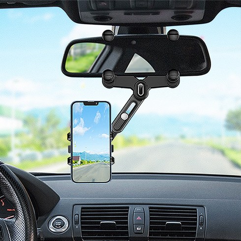 인마이카 차량용 회전 룸미러 백미러 일체형 스마트폰 거치대, 1개