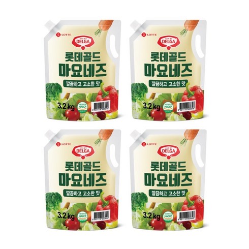 마요네즈3.2kg - 롯데푸드 골드 마요네즈 스파우트 파우치, 3.2kg, 4개