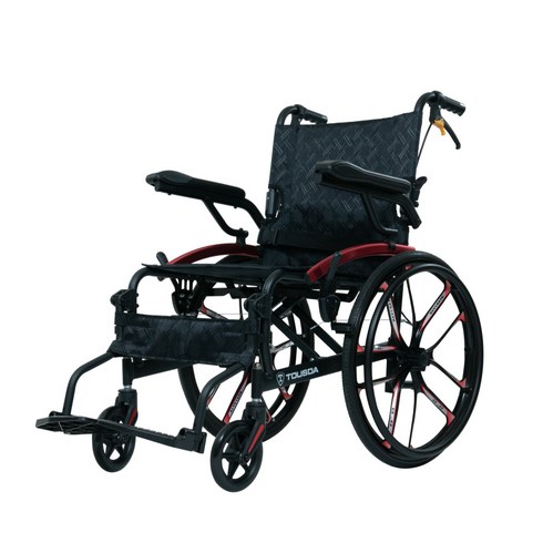 2H메디컬 프리미엄 라이트 휠체어 - 11kg 초경량 마그네슘 알루미늄 접이식 장애인 휠체어, Q06LAJ-20(레드), 1개
