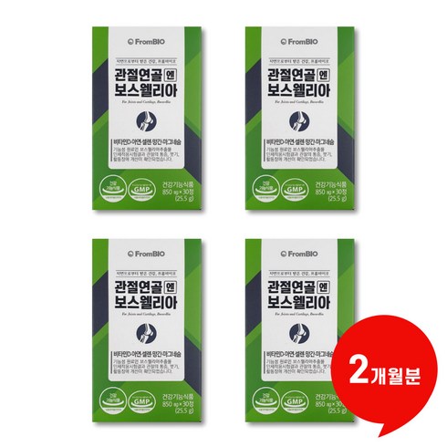 관절연골엔 보스웰리아 850mg 30정 (1박스 2주분), 4박스