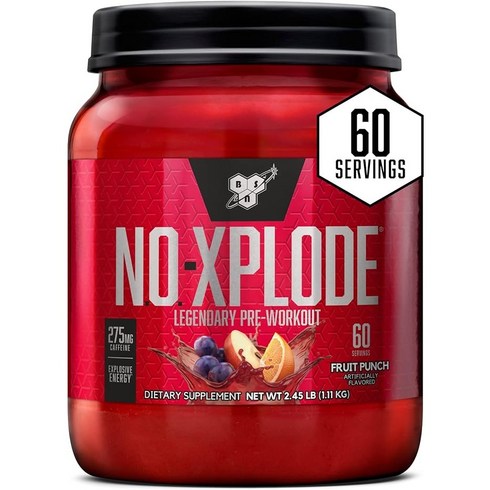 노익스부스터 - 비에스엔 노익스플로드 NO-XPLODE 후르츠 펀치 60서빙 1.11kg (2.45 lbs), 1개