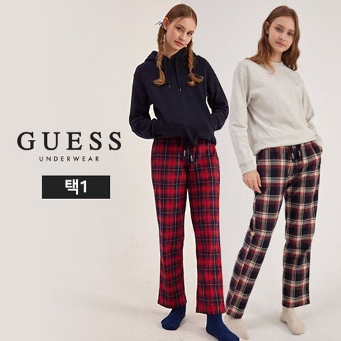 게스 언더웨어 /게스언더웨어 게스GUESS 여성 인앤아웃 체크팬츠 단품 출산선물추천 집들이선물