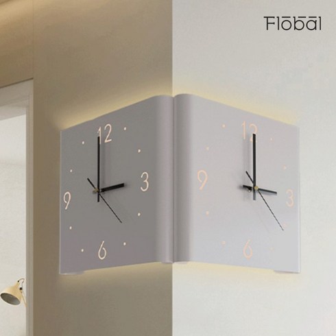 모서리시계 - 접이식 LED 코너 벽시계 인테리어 무소음 센서등 Corner wall clock