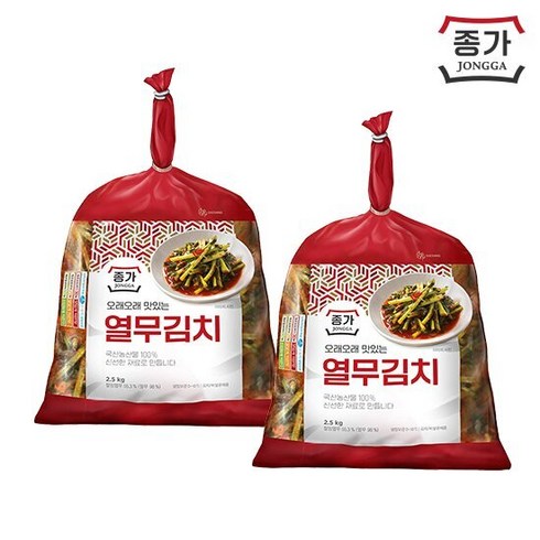 종가집열무김치5kg - 종가 종가집 열무김치 2.5kg*2팩 (총 5kg), 2개, 2.5kg