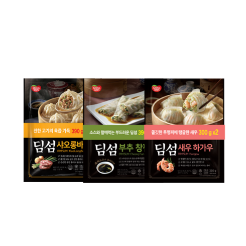 동원딤섬 - 동원 딤섬 새우하가우300g x 2봉+부추창펀 390g x 2봉+샤오롱바오 390g x 2봉, 1세트, 390ml