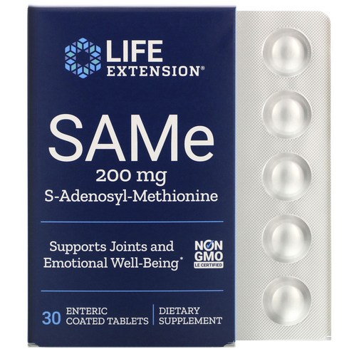 라이프익스텐션 SAMe 200mg S-아데노실-메티오닌 엔테릭 코티드 타블렛, 30정, 1개