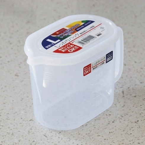 (일본) 나카야 손잡이 양념보관통 밀폐 보관용기 냉장고용기 1L 대용량 눈금보관통, 1개