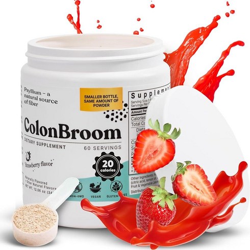 ColonBroom Psyllium Husk 파우더 콜론 클렌저 비건 글루텐 프리 GMO 프리 섬유 보충제 장 을 결장 (60회분)