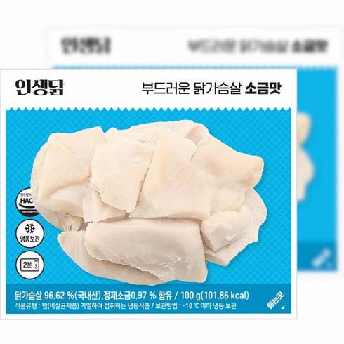 인생닭 부드러운 닭가슴살 소금맛 100g 10팩, 30개