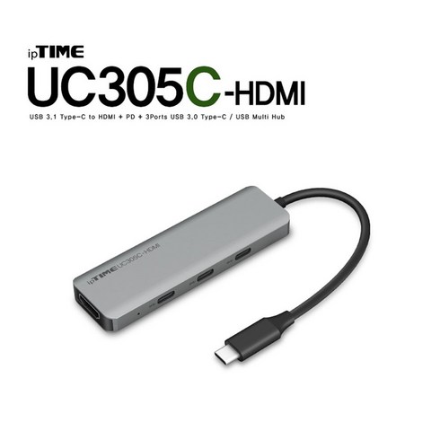 uc305hdmi+ㅈ - EFM네트웍스 아이피타임 UC305C-HDMI USB 멀티 허브 Type-C 4K 고화질 HDMI 출력, 1개