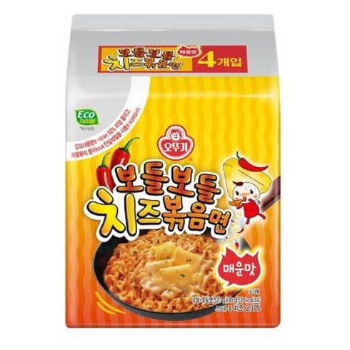 보들보들치즈라면 - 오뚜기 보들보들 치즈볶음면 매운맛 (130gX4), 1세트