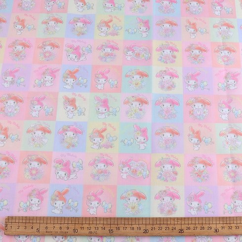 천원단 원단천 너비 145cm 산리오 쿠로미 마이 멜로디 폴리 에스터 코튼 원단 봉제 복 패치 워크 퀼트 DIY, 09 9_01 0.5yard (45X140cm)