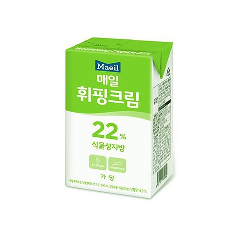 매일휘핑크림 - 매일유업 휘핑크림22% 1000mlx6팩/이지업크림/식물성/무배, 6개, 1L