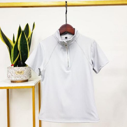 승마용품 속건성 반팔 승마 티셔츠 여성용 셔츠 쇼 의류, 24) gray  XL