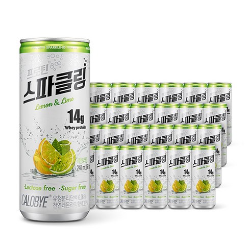 칼로바이 프로틴 스파클링 무설탕 단백질 보충제 레몬라임, 240ml, 24개