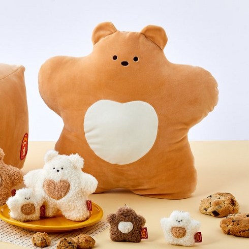 [버터샵] 버터곰 인형 베개 버터패밀리 대형 인형 쿠션, 단품
