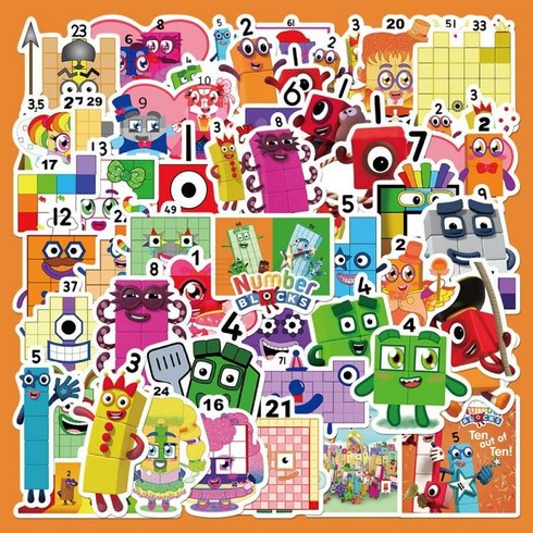 넘버블럭스스티커 애니메이션 블록 매거진 책 패턴 Numberblocks 학습 세트 diy 폰꾸 숫자 굿즈 만화 넘버스 러닝리소스 번호 다꾸, 단일사이즈, 104매 2세트 반복