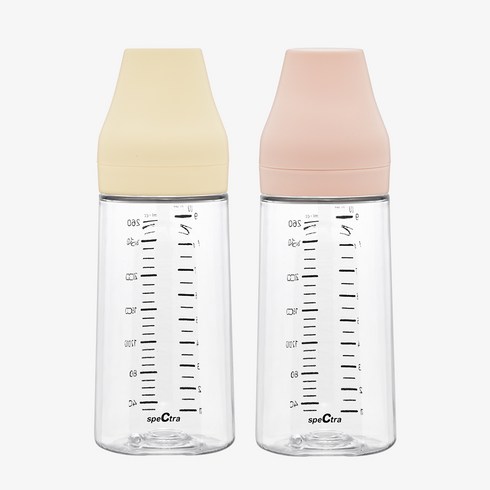 스펙트라 올셋 PA 젖병 260ml [1+1] / 노꼭지 젖병 2개 구성, PA260(1+1)크림바닐라1+파우더핑크1