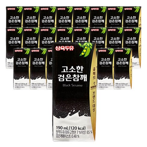 2023년 가성비 최고 두유 - 삼육두유 고소한 검은참깨 190ml 24개입 x 1박스, 24팩