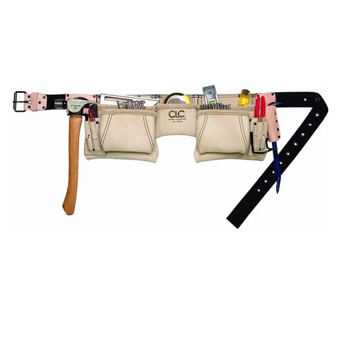 2023년 가성비 최고 볼디스트 툴벨트 - CLC 씨엘씨 공구벨트 오일 워싱 가죽 툴벨트 못주머니 12포켓 19427, 1개