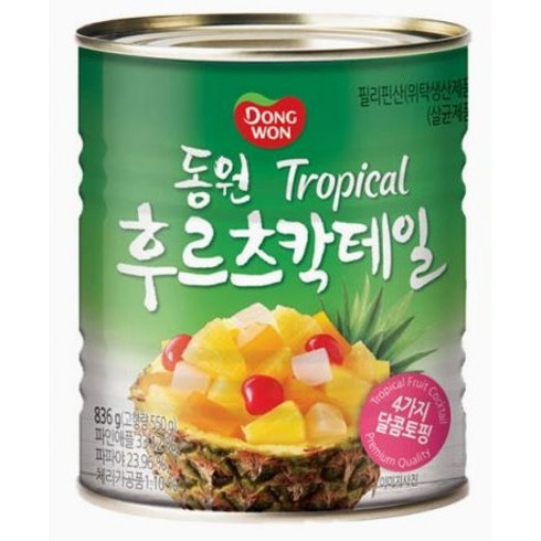 동원 후르츠칵테일 과일통조림, 836g, 12개