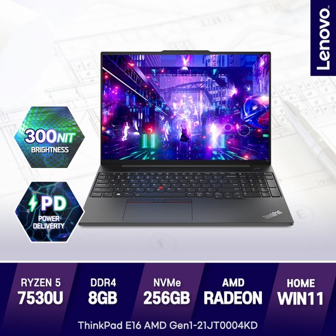 레노버 씽크패드 E16 AMD Gen1-21JT0004KD R5-7530U 가성비노트북, 21JT0004KD, WIN11 Home, 8GB, 256GB, 라이젠5, 블랙