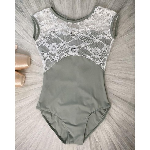 성인발레복 레브당스 발레샵 발레티셔츠, E. 그레이 그린 레이스