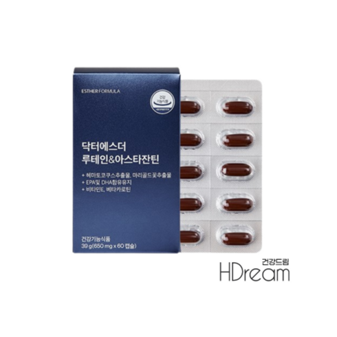 여에스더 루테인 아스타잔틴 지아잔틴 HD 눈건강 영양제 EPA DHA 에스더루테인, 여에스더 루테인 아스타잔틴 60캡슐 1박스, 1개, 60정