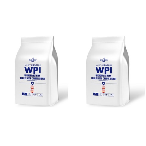 원데이뉴트리션 무맛_단백질 쉐이크 헬스 보충제 포대 분리 유청 웨이프로틴 WPI, 1.3kg, 2개