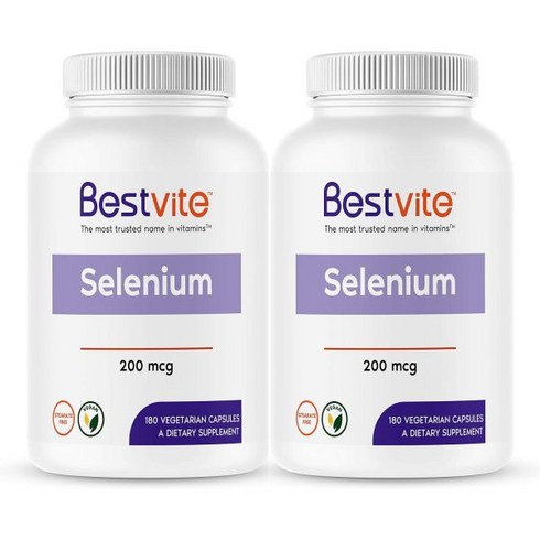 sblencode - BESTVITE Selenium 200mcg (180 Vegetarian Capsules) - No Stearates - No Flow Agents - Vegan - Non-GMO, 180 Count (Pack of 2)