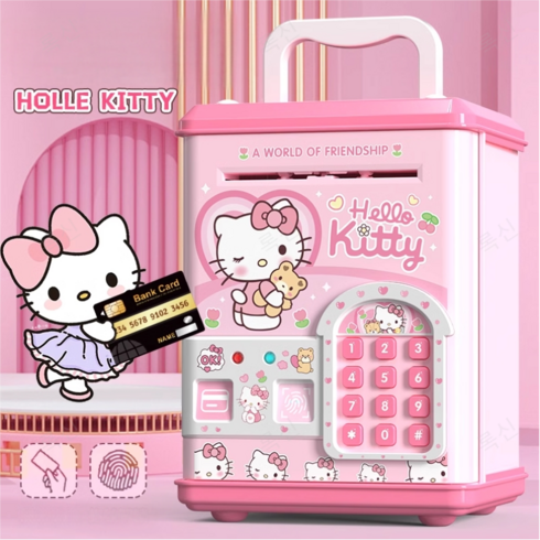 산리오 저금통 비밀번호 금고 동전 ATM 미니금고 지폐 저금통 HY002ZJ001, 1개, 헬로키티C