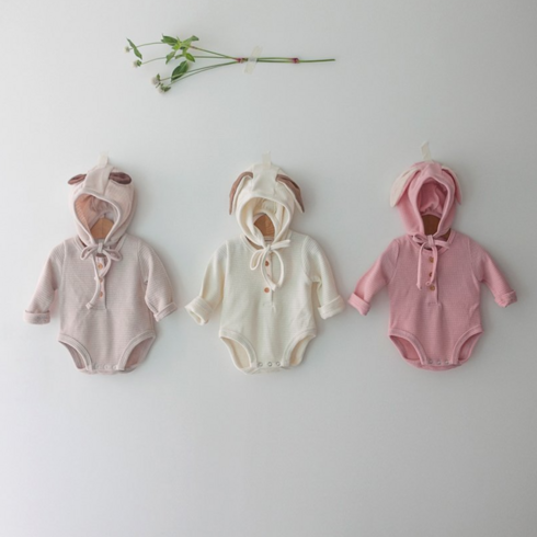 아기 쌍둥이 곰돌이 토끼 긴팔 슈트 보넷 세트 베이비 100일 선물 남매룩 촬영