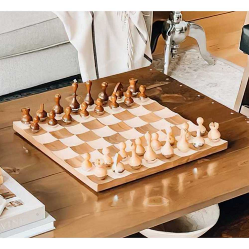 탈리스커10년 - 고급 원목 체스판 체스보드 접이식 창의력 보드게임, 텀블러 체스