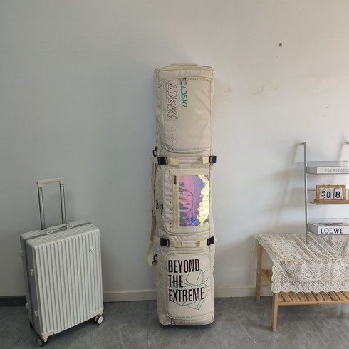 2023년 가성비 최고 스노우보드휠백 - 홀로그램 보드휠백 캐리어 비행용 여행용 스노보드 스키 가방, 화사한 카키색