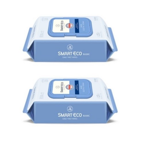 스마트에코안단테 - 스마트에코 베이직 아기물티슈 캡형 43평량, 100매, 40개