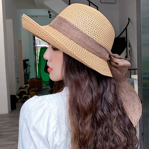 엘마운틴 RS 여성 리본 밀짚 모자