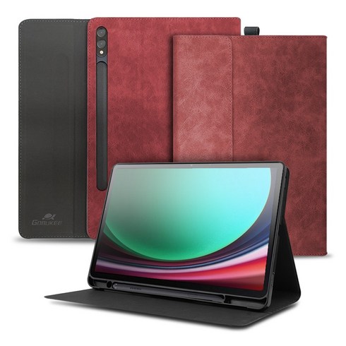 고부기 갤럭시 탭 S펜 수납 북커버 클러치 케이스, 레드