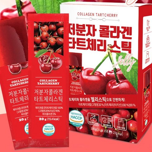 저분자 콜라겐 타트체리 젤리스틱 타트체리 스틱 ( 20g * 15포), 300g, 4개