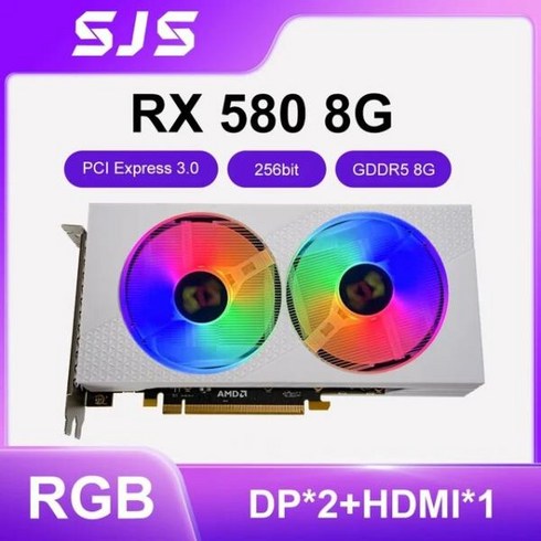 2024년 가성비 최고 RX580 - AMD GPU 그래픽 카드 SJS RX580 8GB 2048SP 게임용 GDDR5 256Bit PCI Express 3.0 x 16 8 핀 Radeon RX 580 시리즈, 01 RX 580 White RGB