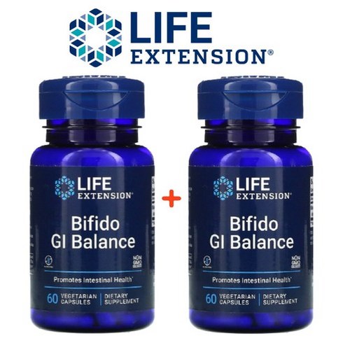 (1+1) 라이프익스텐션 Bifido GI Balance 비피도박테리움 롱검 유산균 BB536 60 베지캡슐 2팩, 2개