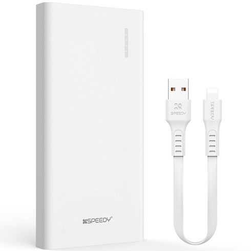 스피디 슬림 핏 보조배터리 10000mAh + 8핀 케이블 세트, SPE-B2PA10CPQ, 화이트