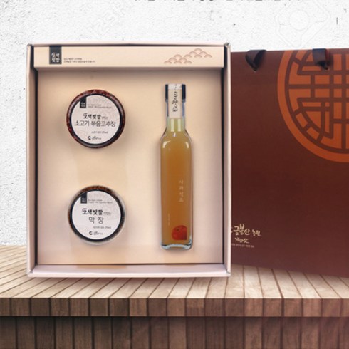 오색단지 만능장세트 - 오색빛깔 장류 선물세트 1종 (소고기볶음고추장 250g+막장250g+사과식초250g), 상세페이지 참조, 상세페이지 참조, 상세페이지 참조