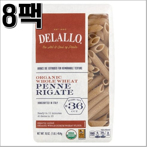 드랄로 델라로 오가닉 펜네 리가테 파스타 454g 8팩 DeLallo, 8개