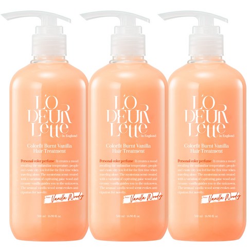 로더렛 컬러 핏 번트 바닐라 헤어 트리트먼트 1000ml 3개, 1l
