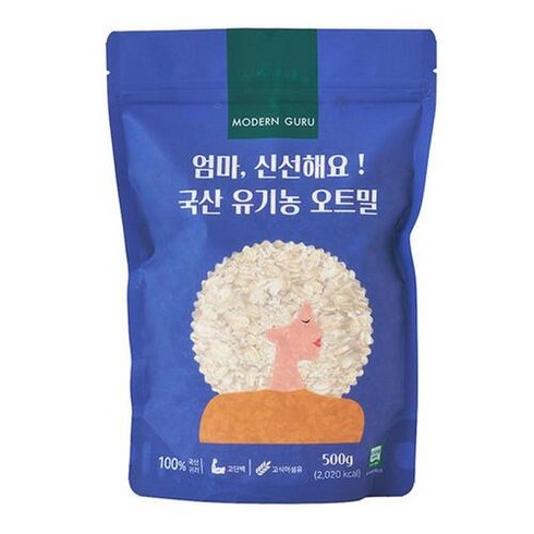 모던구루 엄마 신선해요! 국산 유기농 오트밀 500g 1개